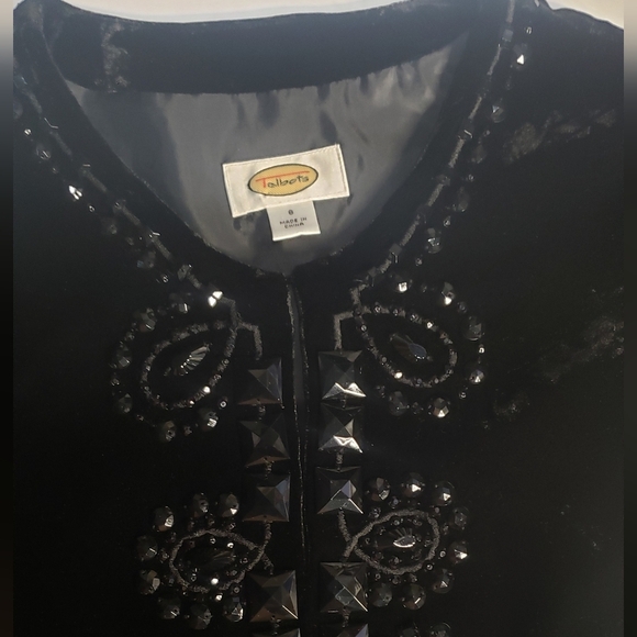 Talbots Black Velvet Bead Embellished Tunic Top Dressy Cocktail Women’s 8 - Picture 4 of 8